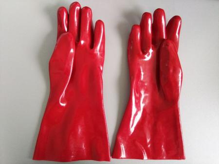 Luvas de PVC de PVC mergulhadas em solteiro vermelho