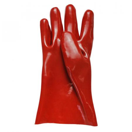 Luvas de punho aberto padrão de PVC vermelho de 11 polegadas