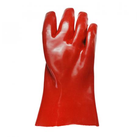 Luvas de punho aberto de PVC vermelho brilhante de 11 polegadas